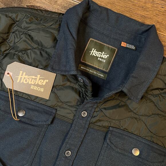 Howler Brothers Quintana Quilted Flannel Western Shacket Blue Men's XXL New $119 - Picture 1 of 8